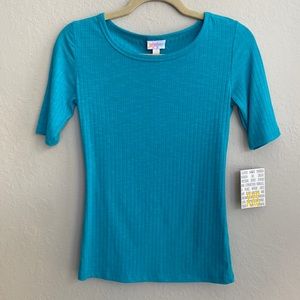 LuLaRoe XXS Extra Small Gigi Women’s Fitted Top Shirt in Turquoise/Teal Blue